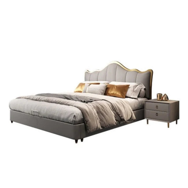 Luxo Nation Curved Premium Upholstered Bed with Storage